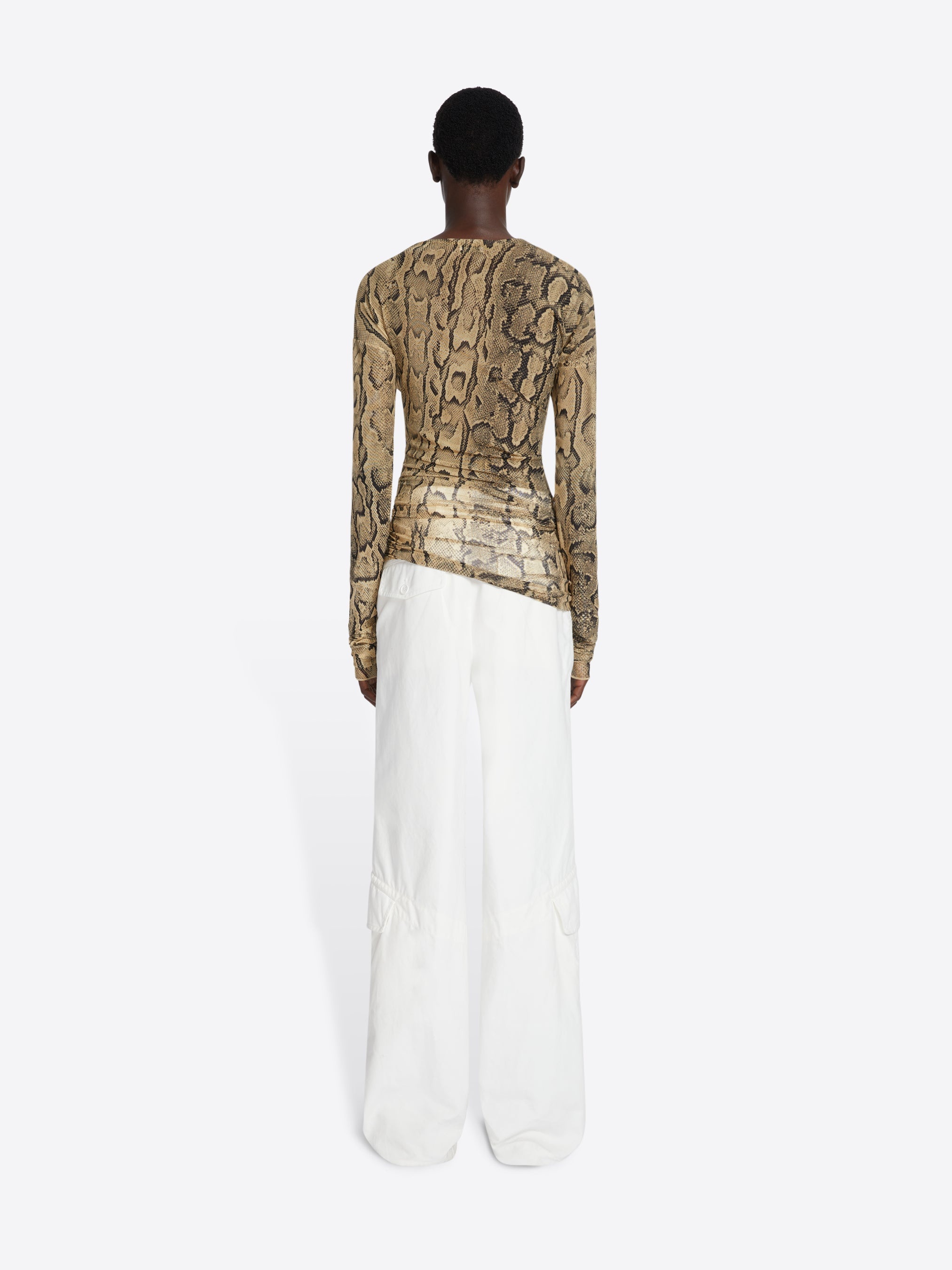 SNAKE PRINT DRAPED TEE - 4