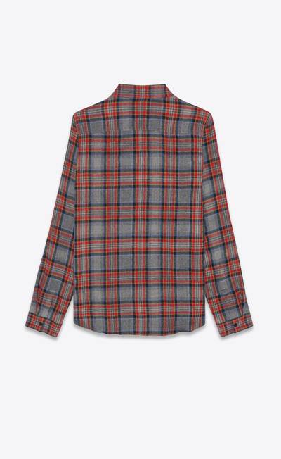 SAINT LAURENT classic western shirt in checked cotton and wool outlook