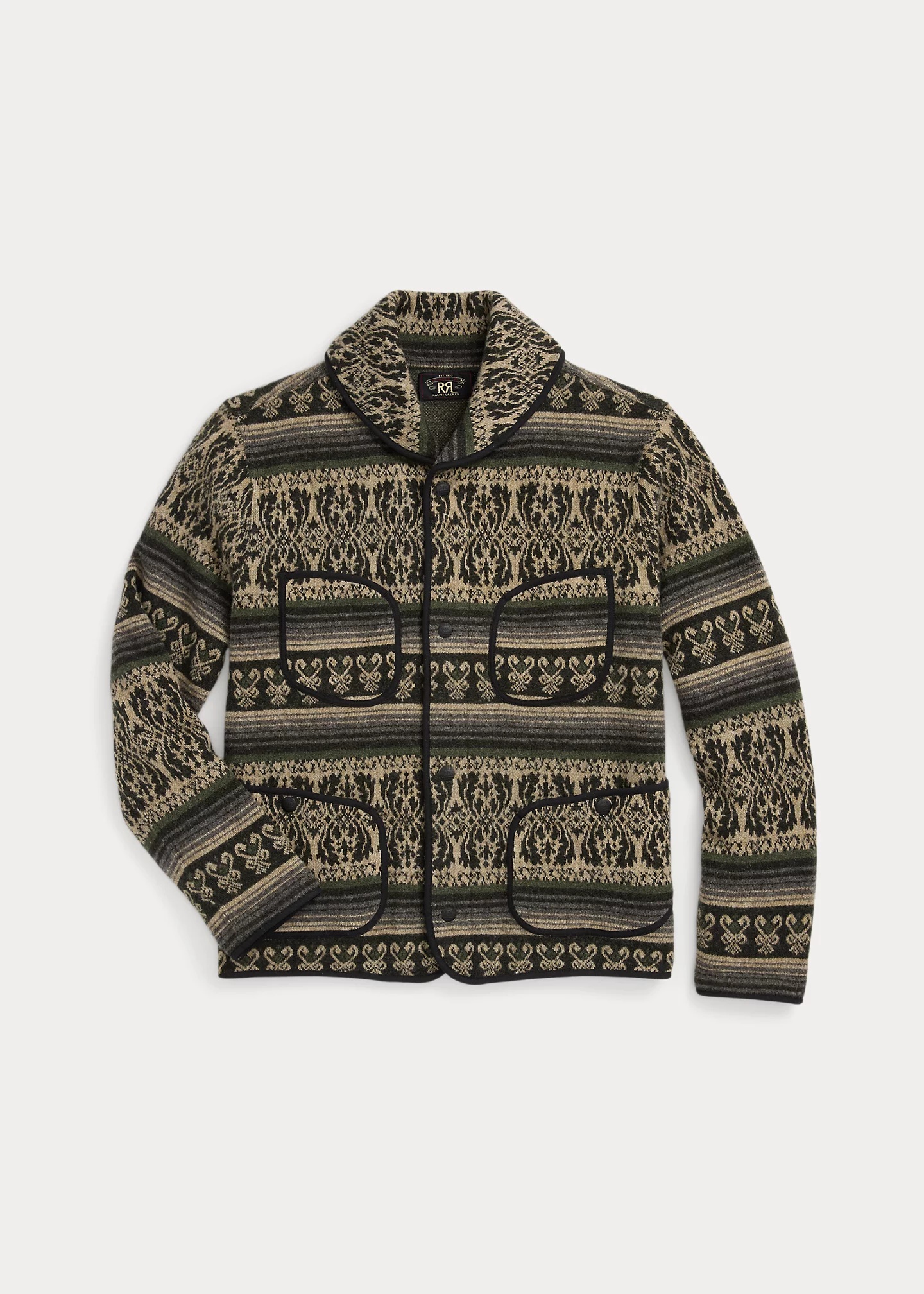 Wool-Cashmere Jacquard Sweater Jacket - 1