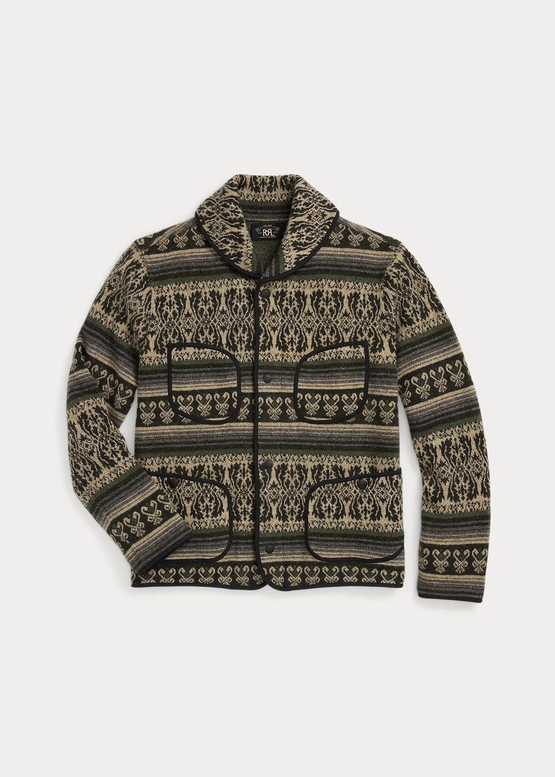 Wool-Cashmere Jacquard Sweater Jacket 1