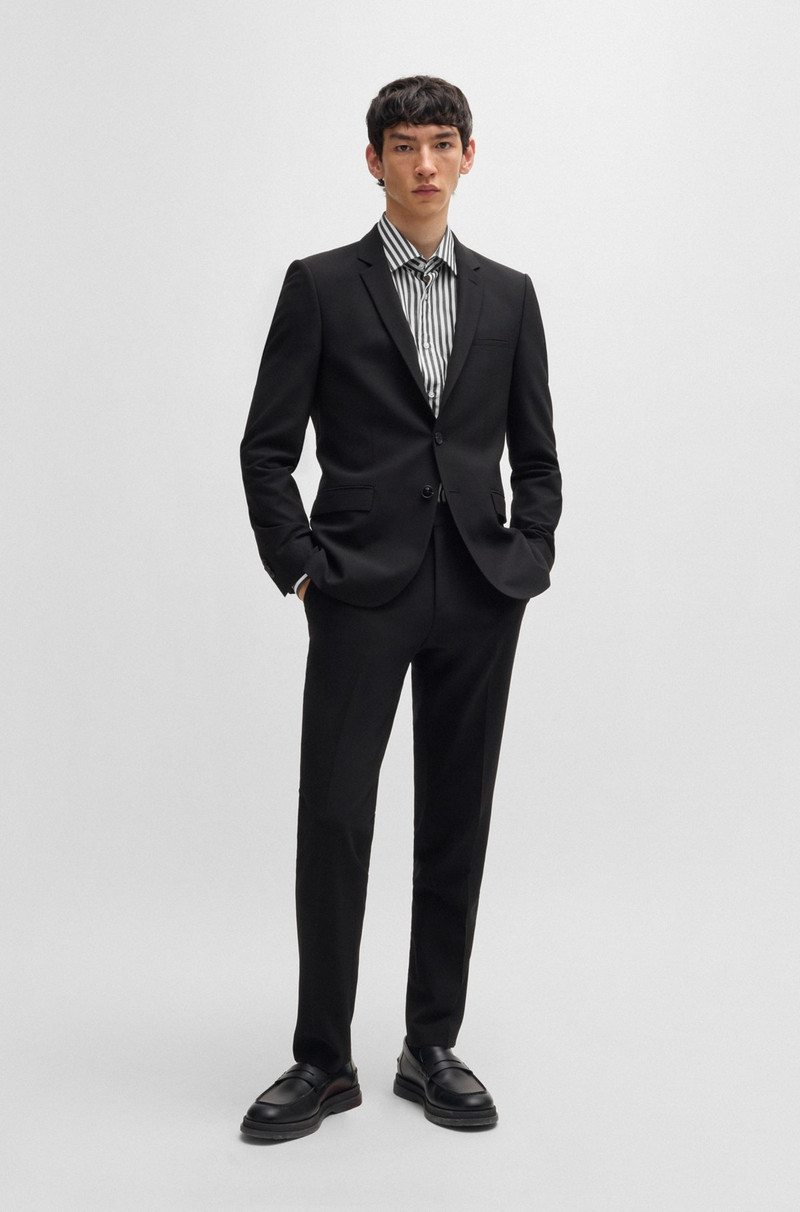 HUGO MODERN-FIT SHIRT IN STRIPED CANVAS WITH KENT COLLAR outlook