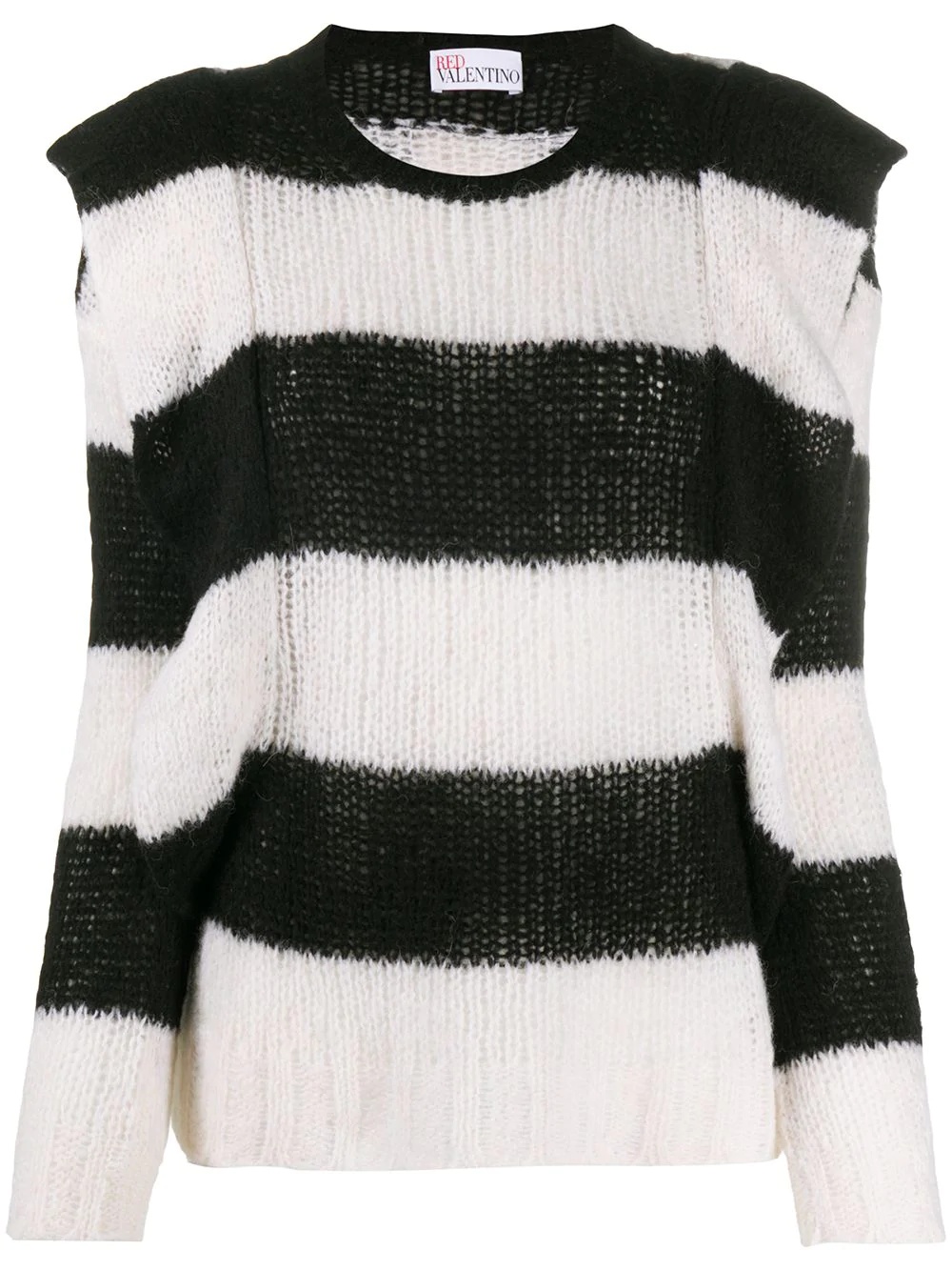 horizontal-stripe ruffle-detail jumper - 1