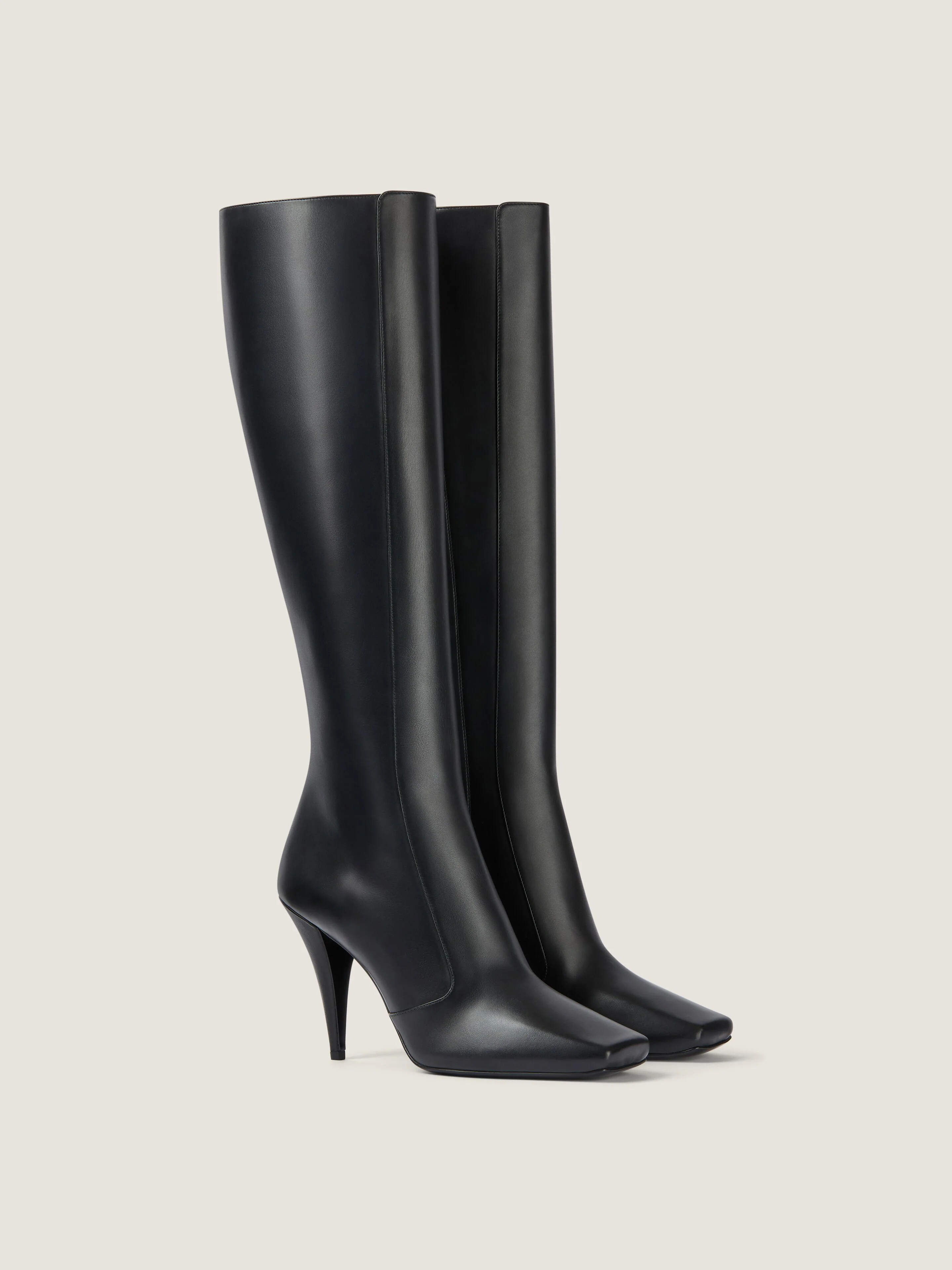 SLICED SQUARE BOOTS IN SHINY LEATHER - 1