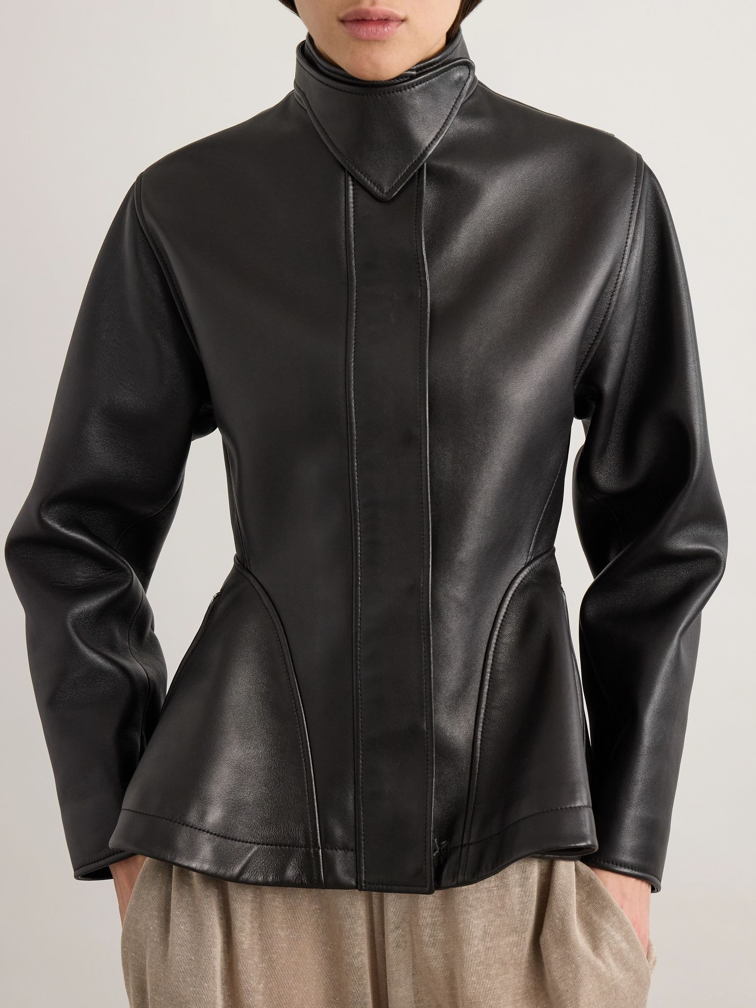 Leather peplum jacket Black - 3