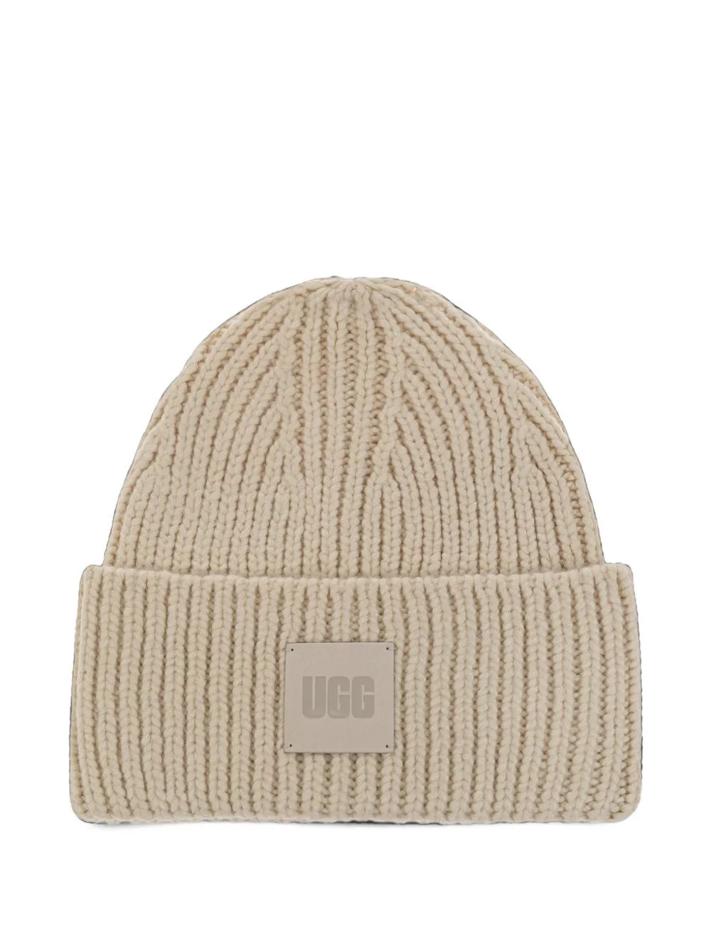 logo-patch ribbed-knit beanie hat - 1