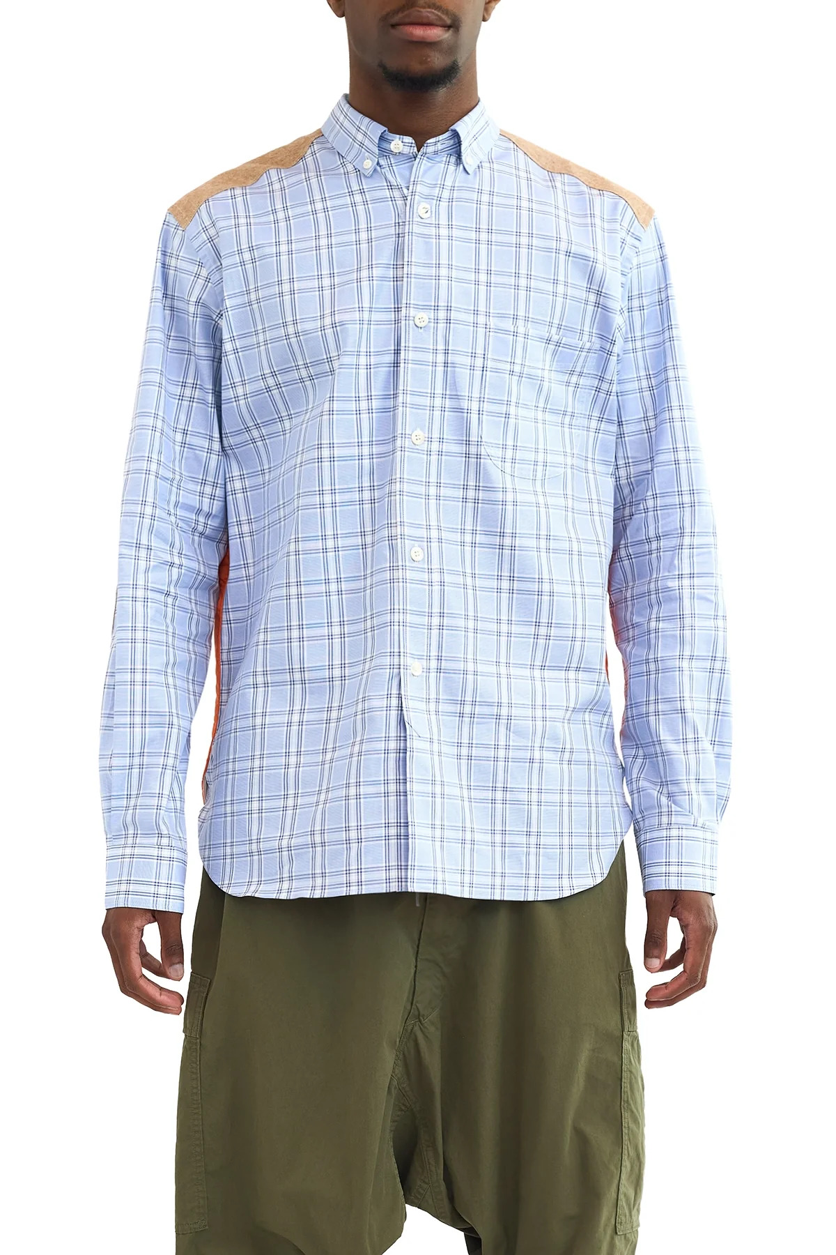 Junya Watanabe Man Check Shirt With Padded Back Blue - 3