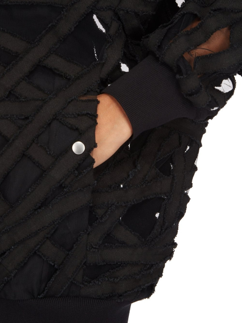Peter Flight oversized appliquéd grosgrain and tulle bomber jacket 6