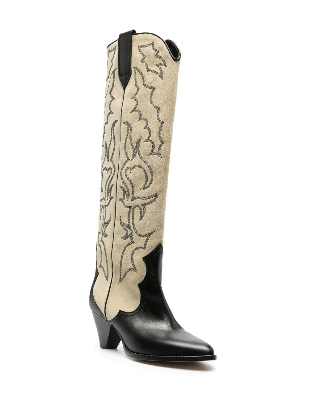 Leila leather-velvet cowboy boots - 2