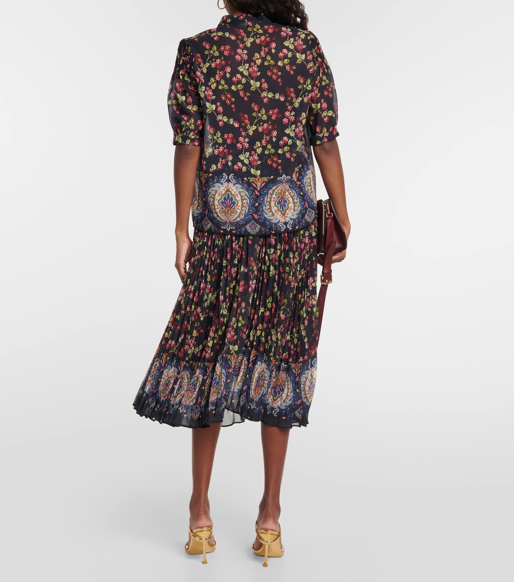 Tie-neck printed silk top - 3