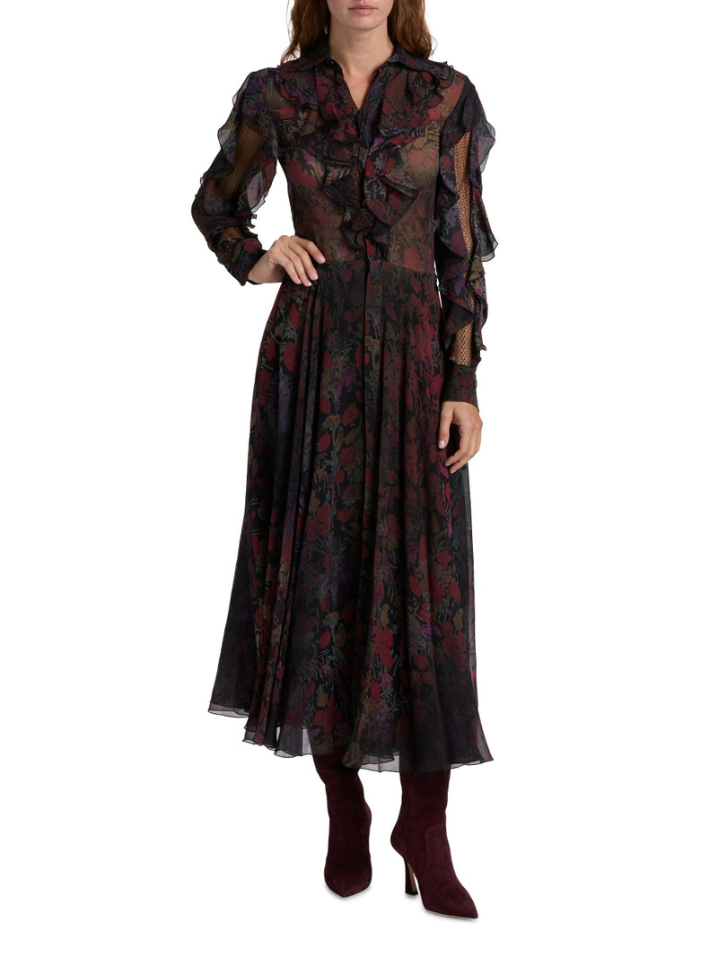 Women's Melony Floral Crinkle Chiffon Day Dress - Black Crimson Multi 3