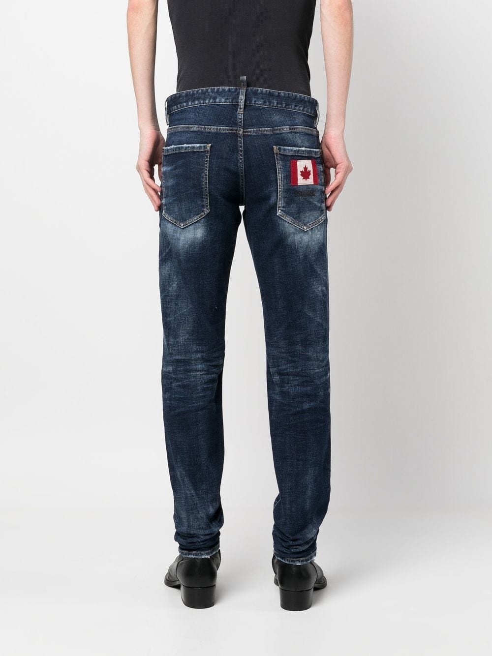 flag patch slim-fit jeans - 4