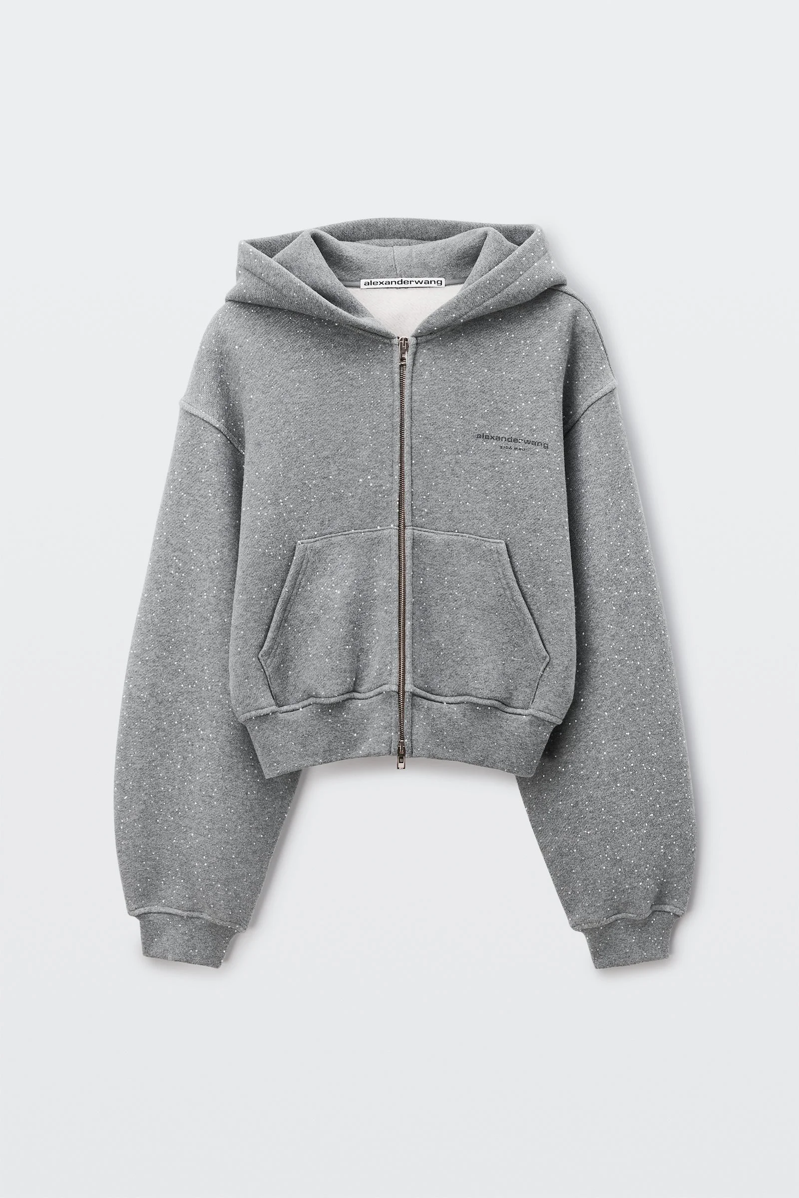 crystal hotfix zip-up hoodie - 1