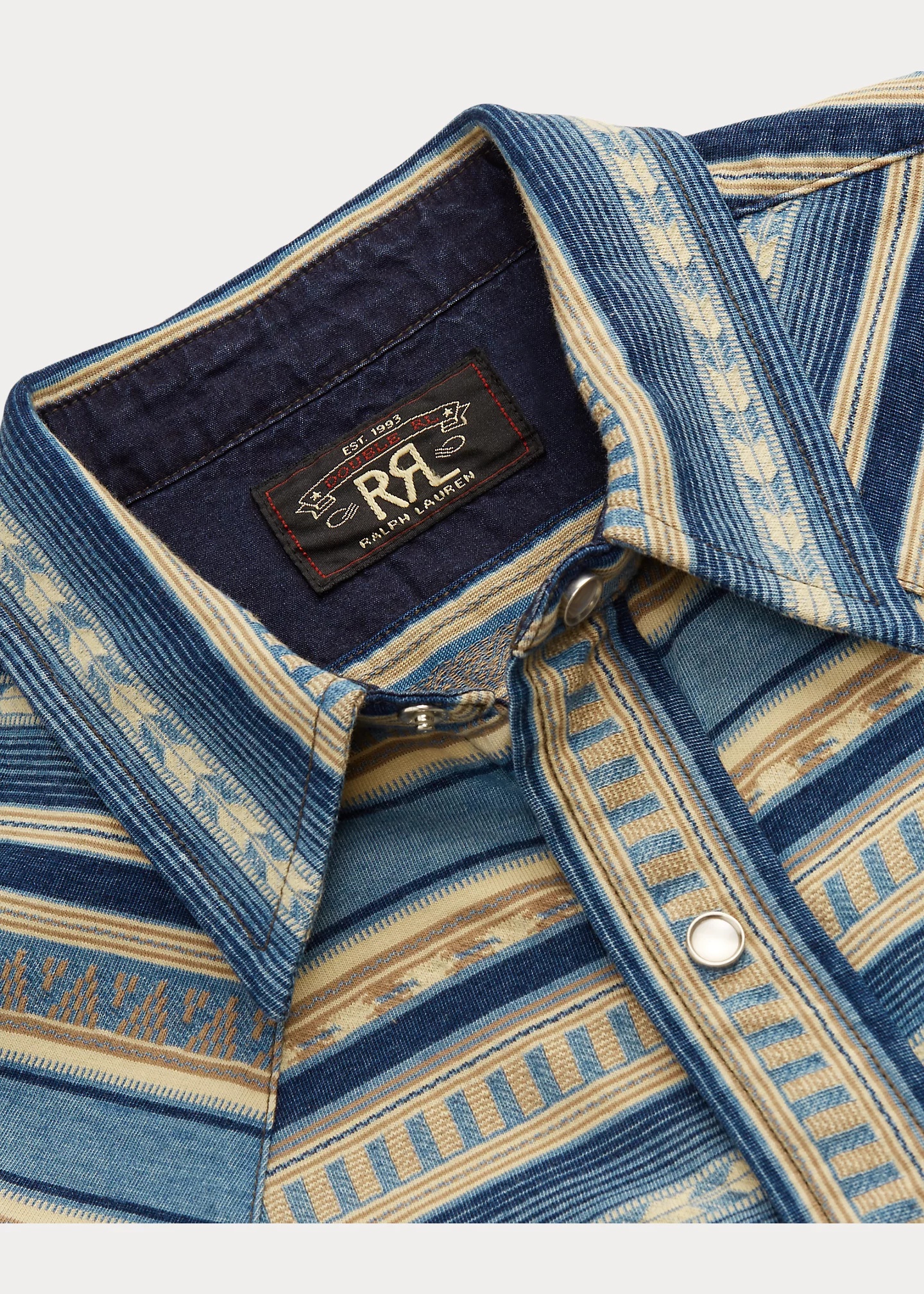 Slim Fit Indigo Jacquard Western Shirt - 6