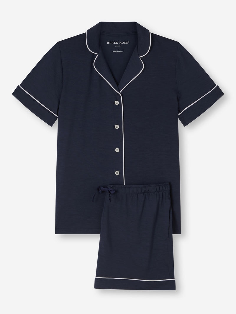 Women's Short Pajamas Lara Micro Modal Stretch Navy - 1