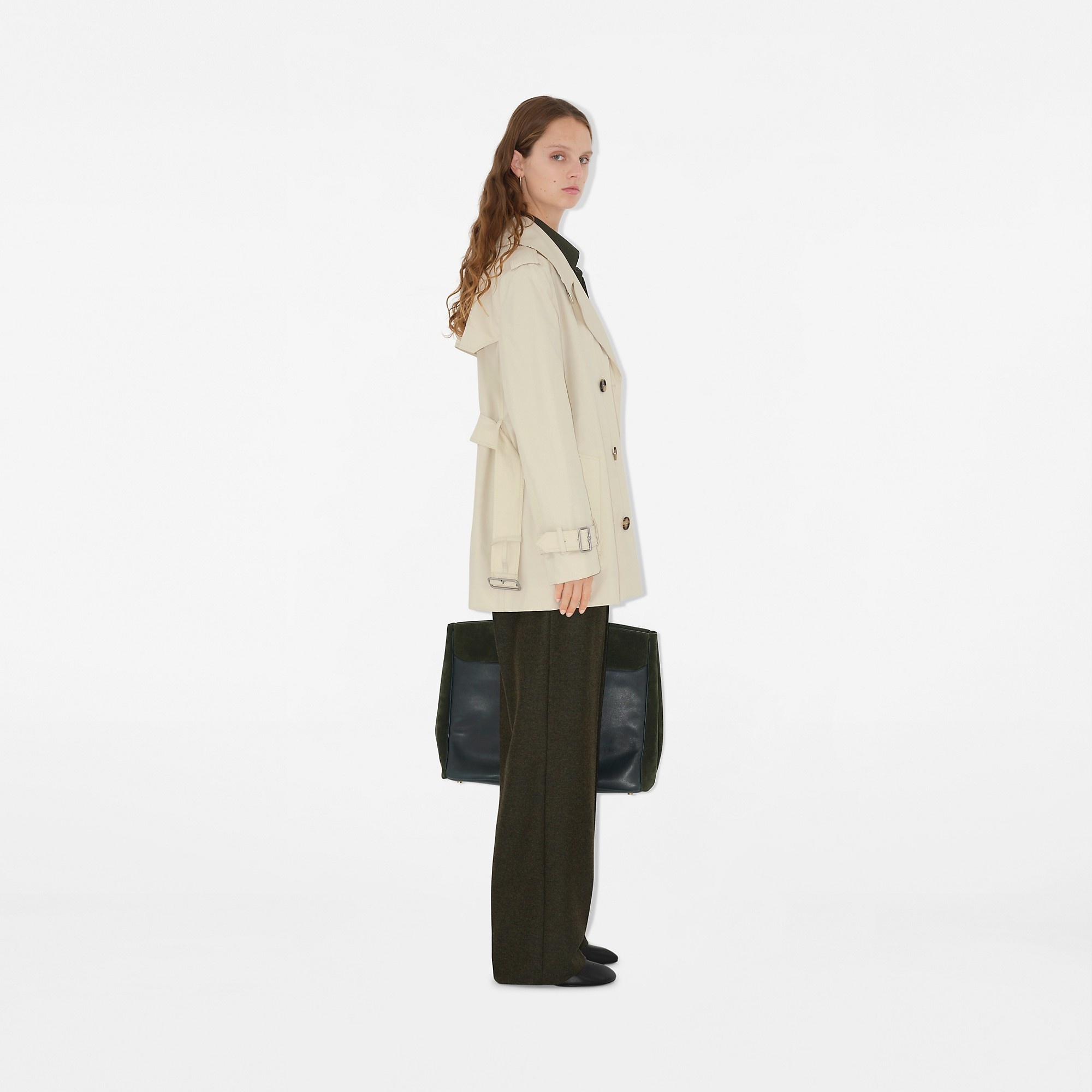 Short Gabardine Trench Coat - 3