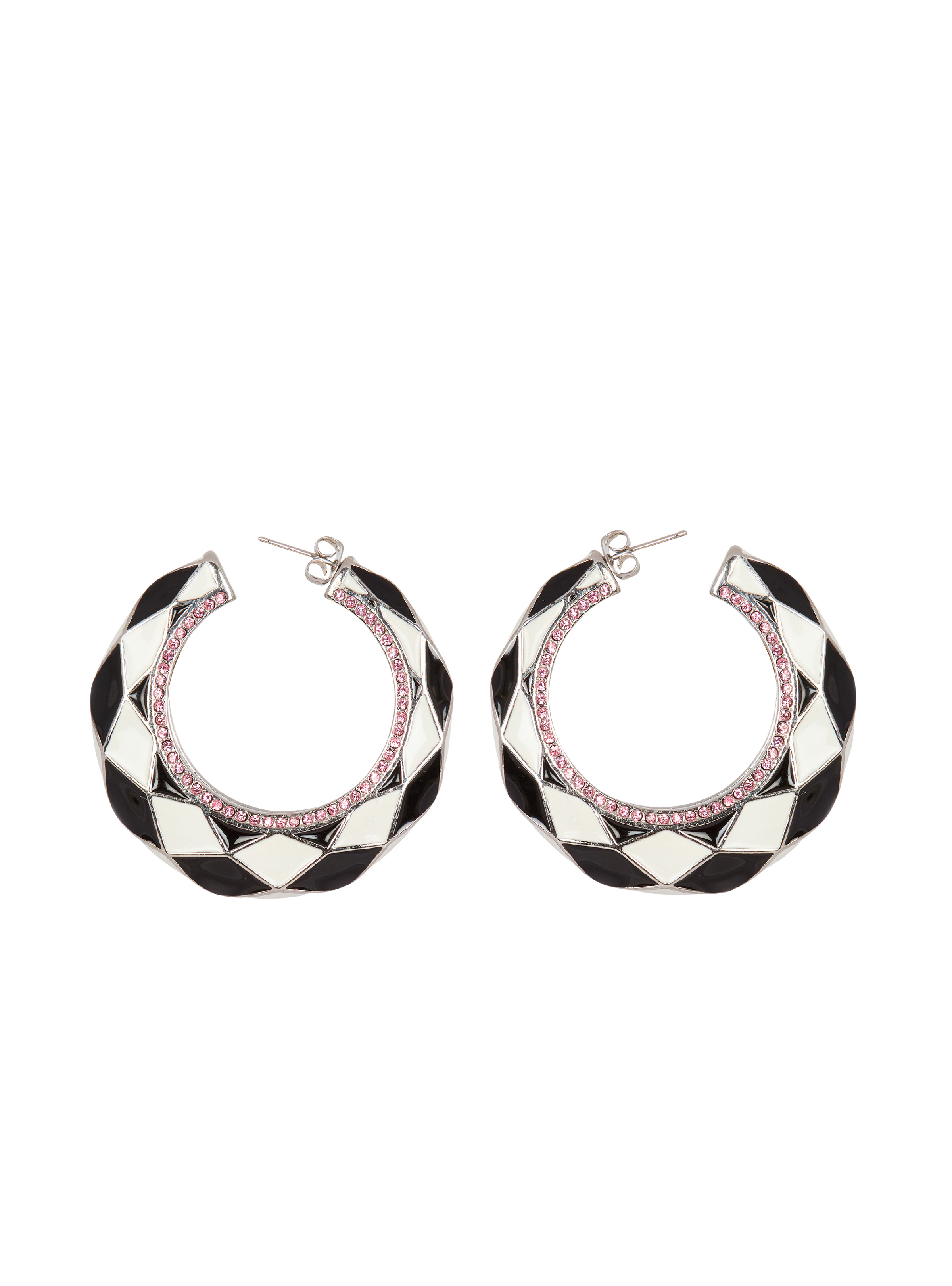 Diamond enamelled two-tone hoop earrings - 1