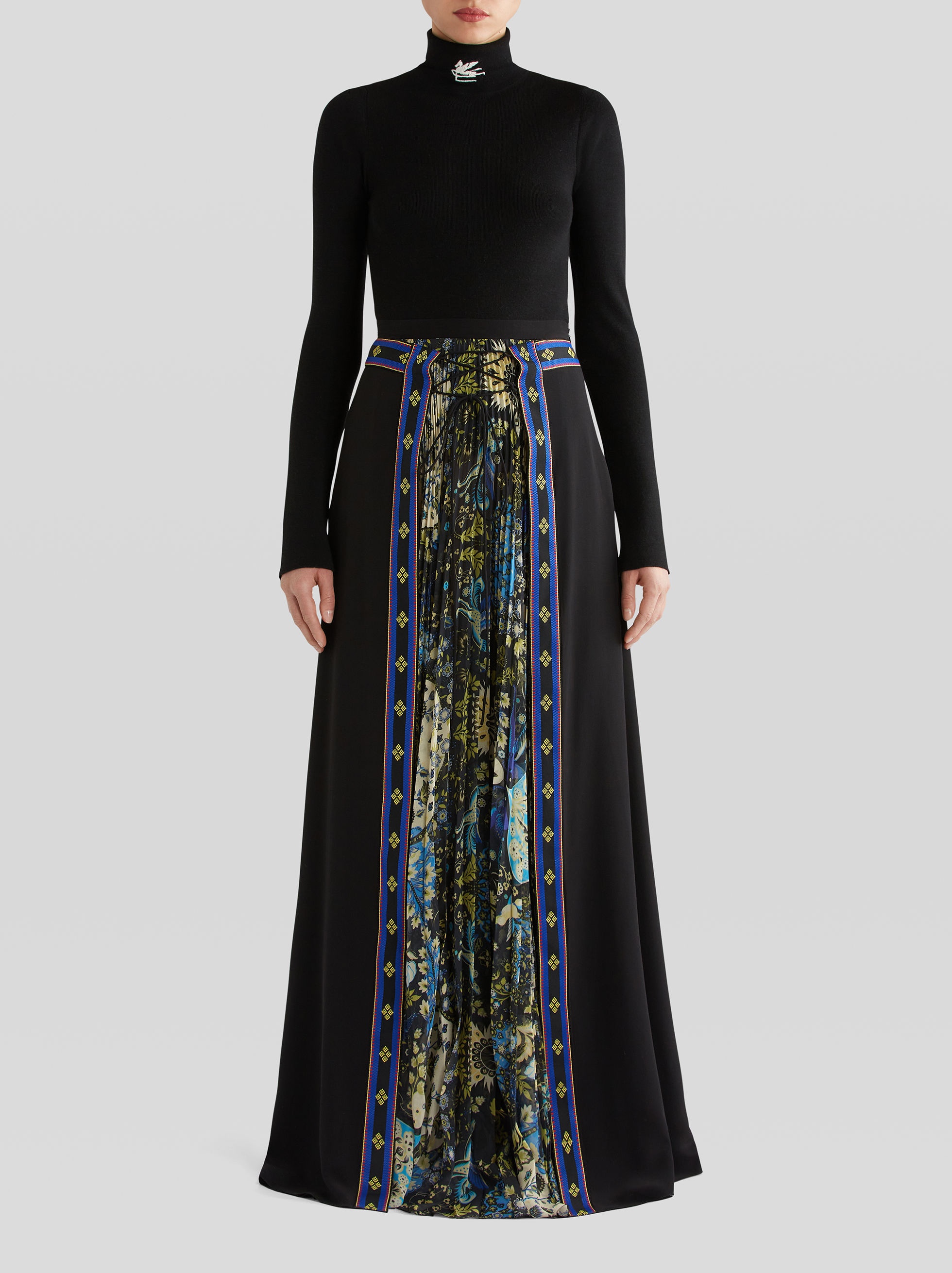 SILK SKIRT WITH RIBBONS AND FLORAL DETAIL - 3