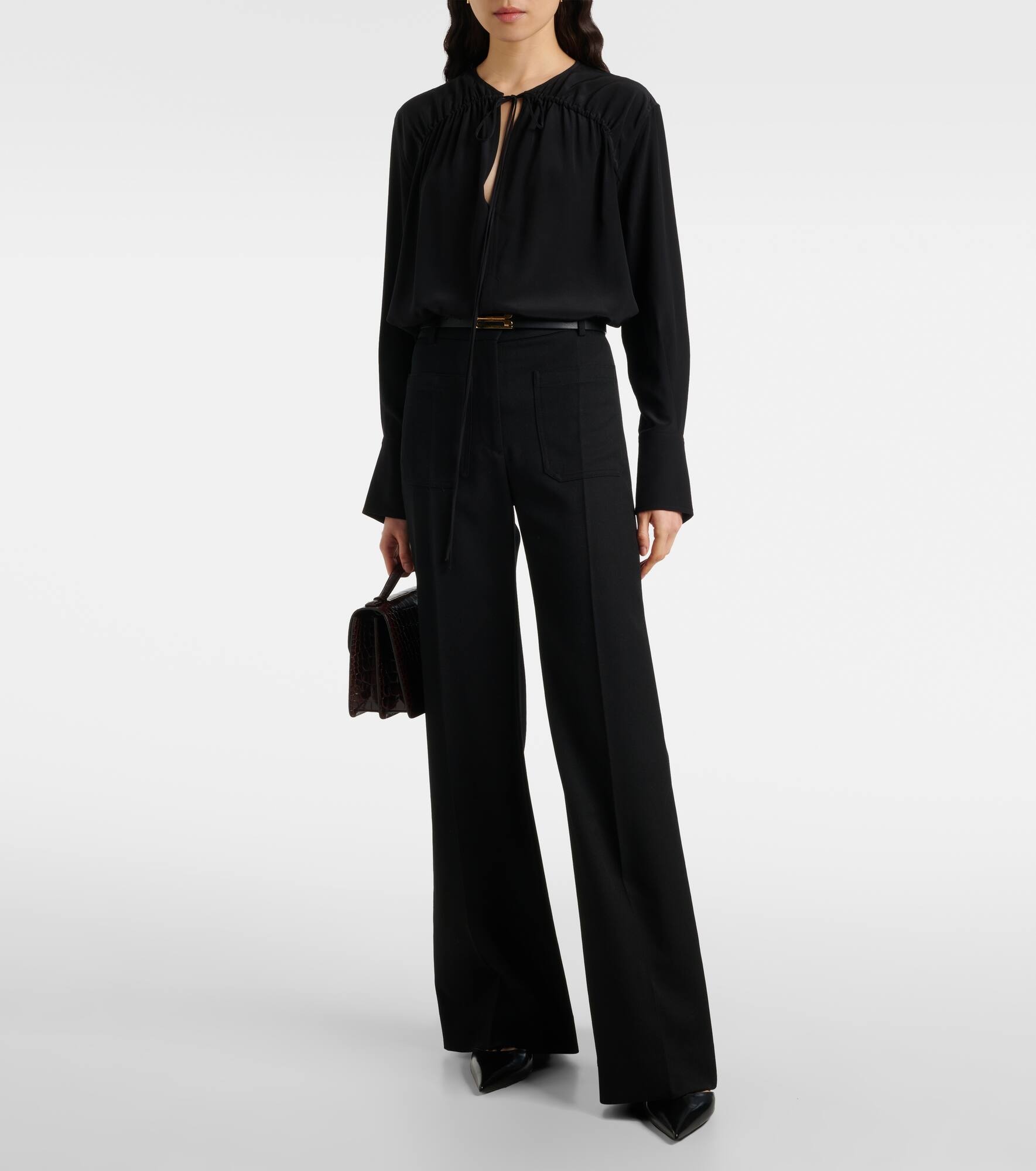 Silk tie-neck blouse - 7