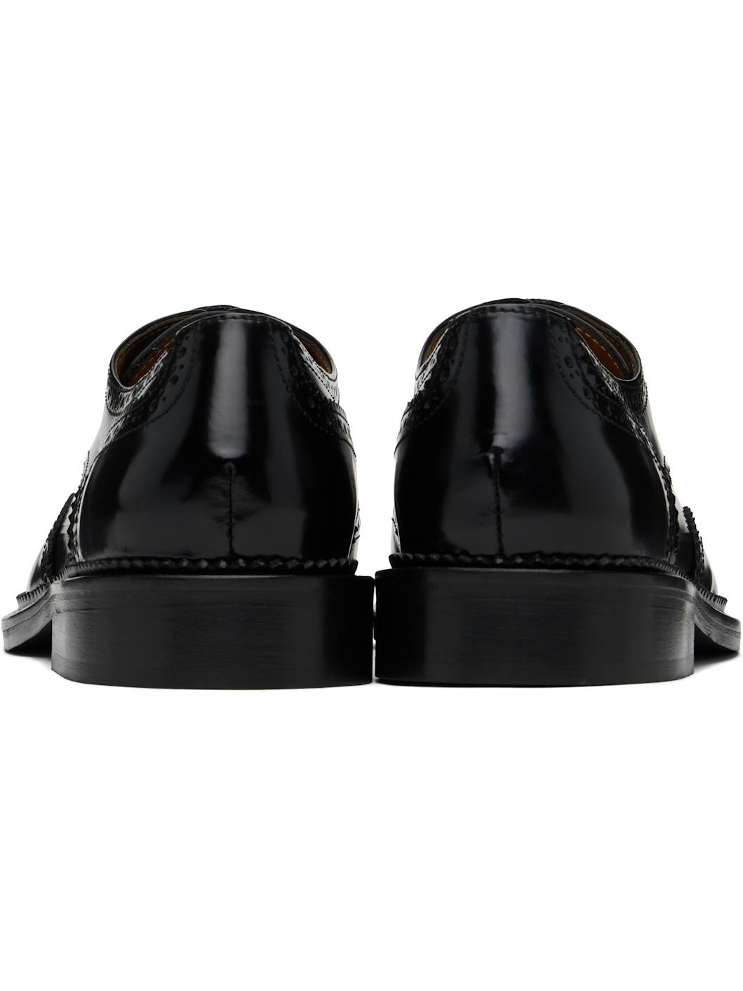 Black Polished Leather Derbys - 2