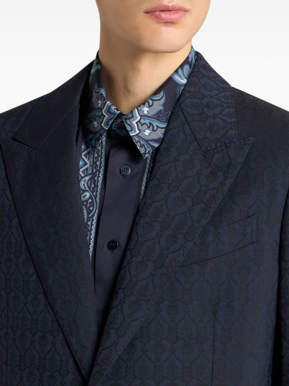 jacquard wool blazer - 4