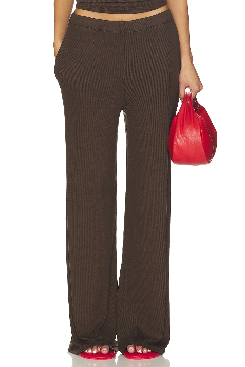 Rib Wide Leg Pants - 1