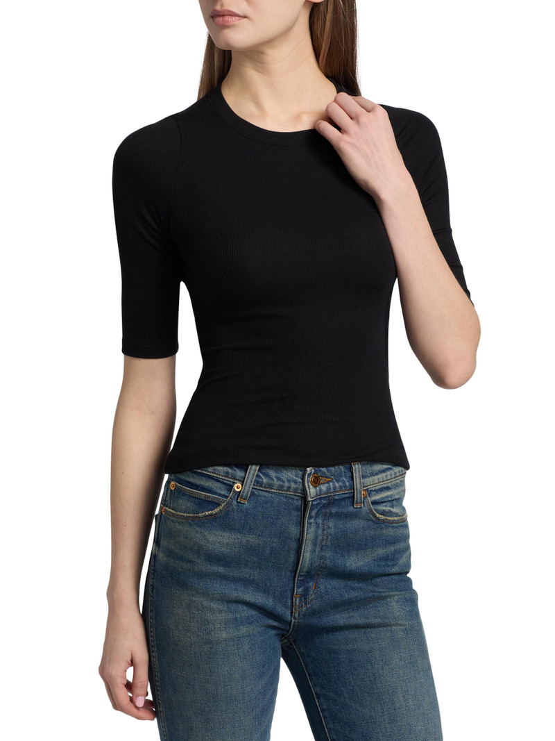 Women's The Rib Elbow-Length Sleeve T-Shirt - Black 3