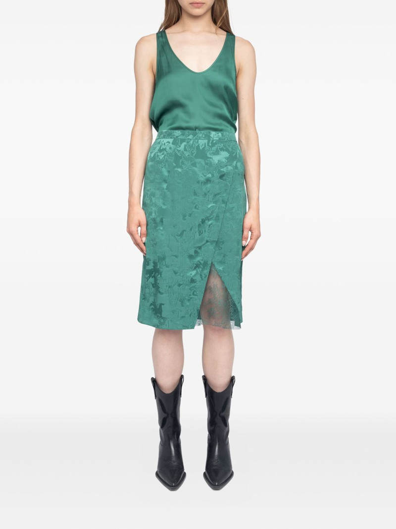 Zadig & Voltaire Julen horse-jacquard lace-insert midi skirt outlook