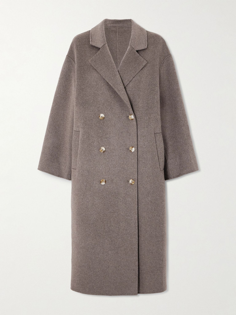 Borneo oversized double-breasted wool and cashmere-blend coat Taupe 1