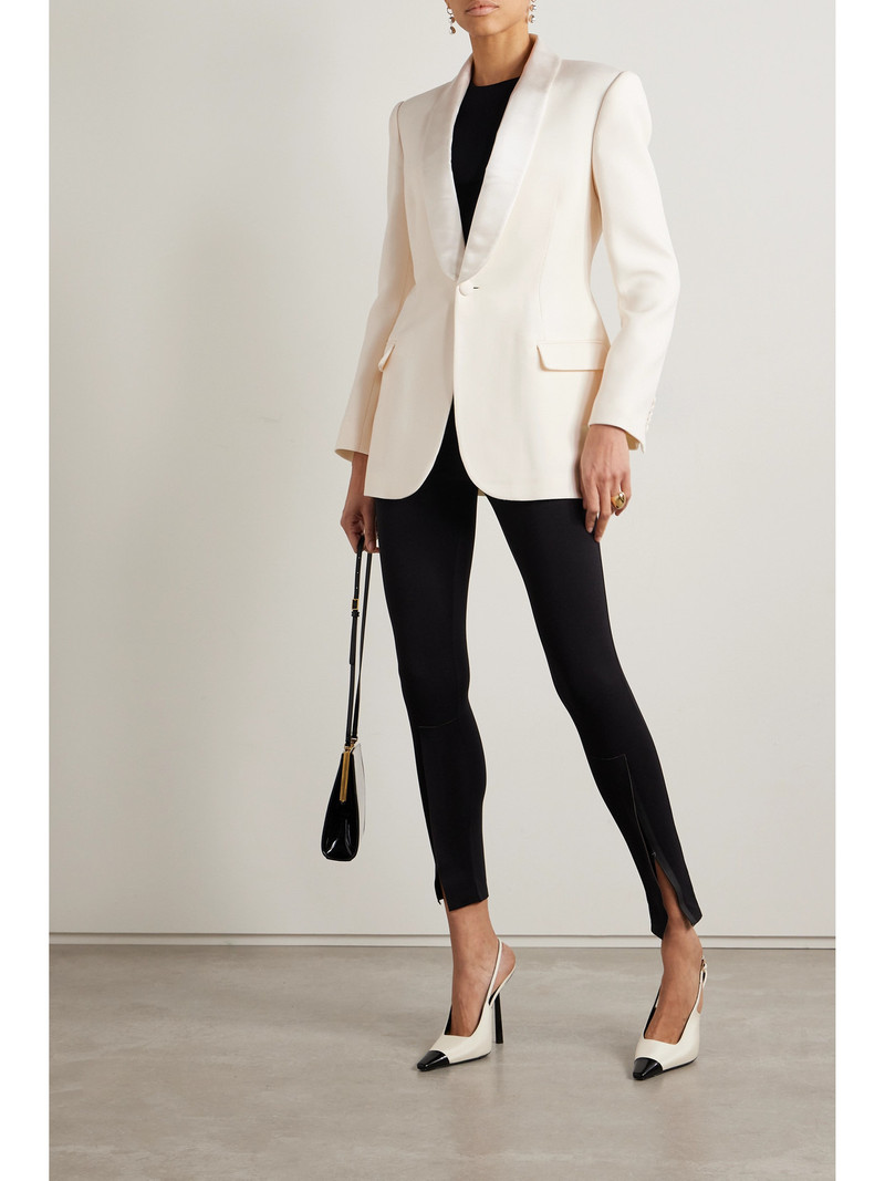 WARDROBE.NYC Silk-satin Trimmed Grain De Poudre Wool Blazer outlook