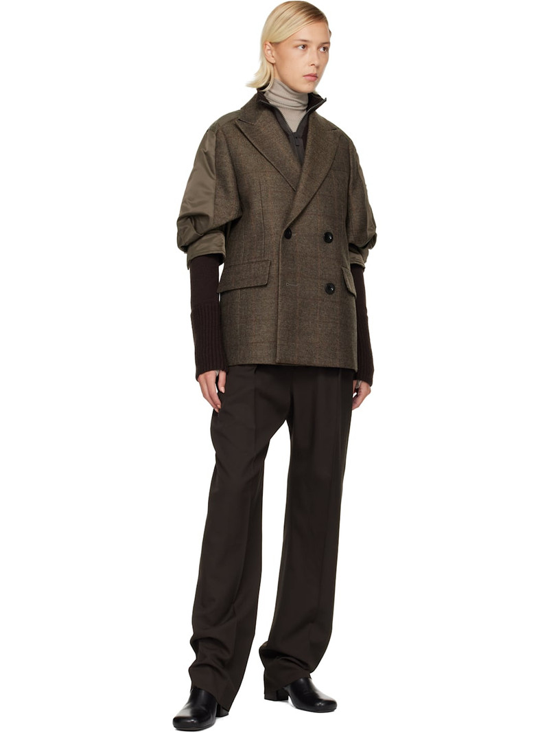 sacai Brown Double-Faced Plaid Blazer outlook