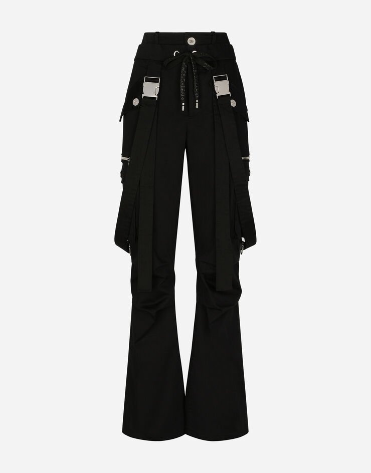 Stretch drill cargo pants with suspenders - 1