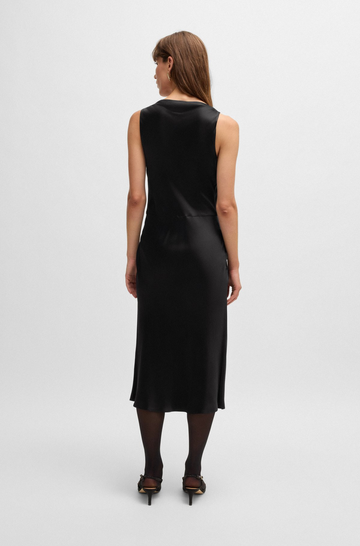 COWL-NECK DRESS IN FLUENT SATIN WITH COWL NECKLINE - 4