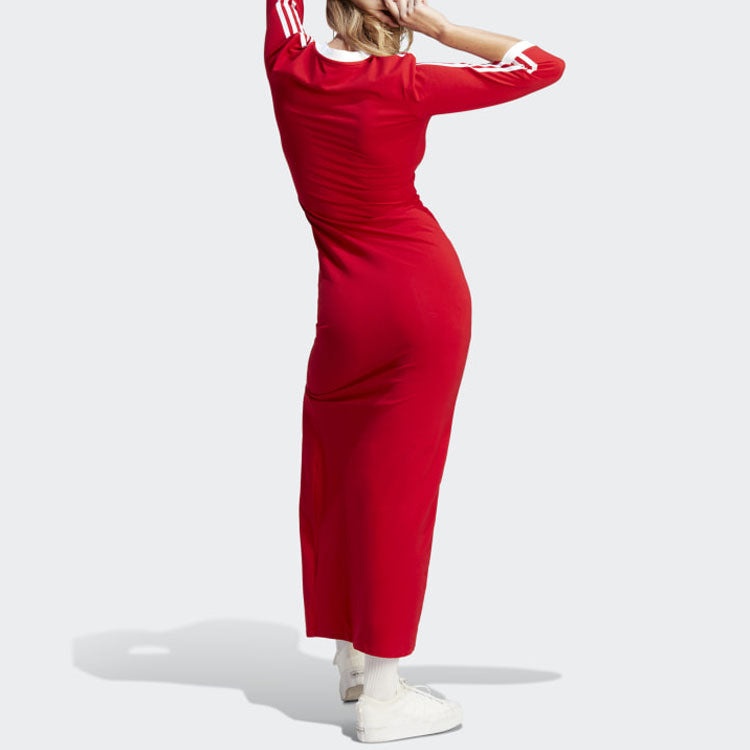 (WMNS) adidas originals Adicolor Classics 3-Stripes Maxi Dress 'Red' II0750 - 3