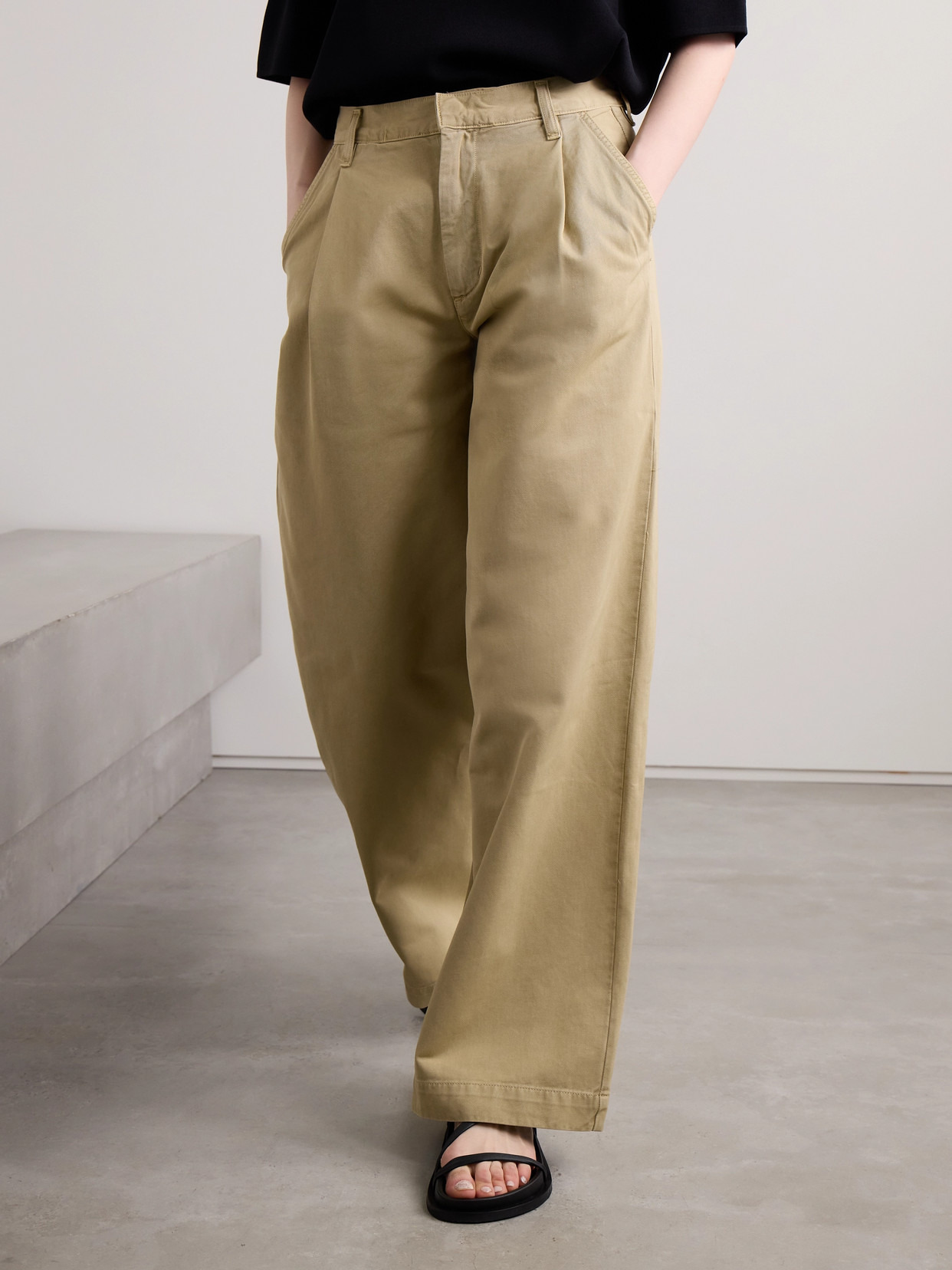 Daryl Pleated Cotton-twill Wide-leg Pants - 4