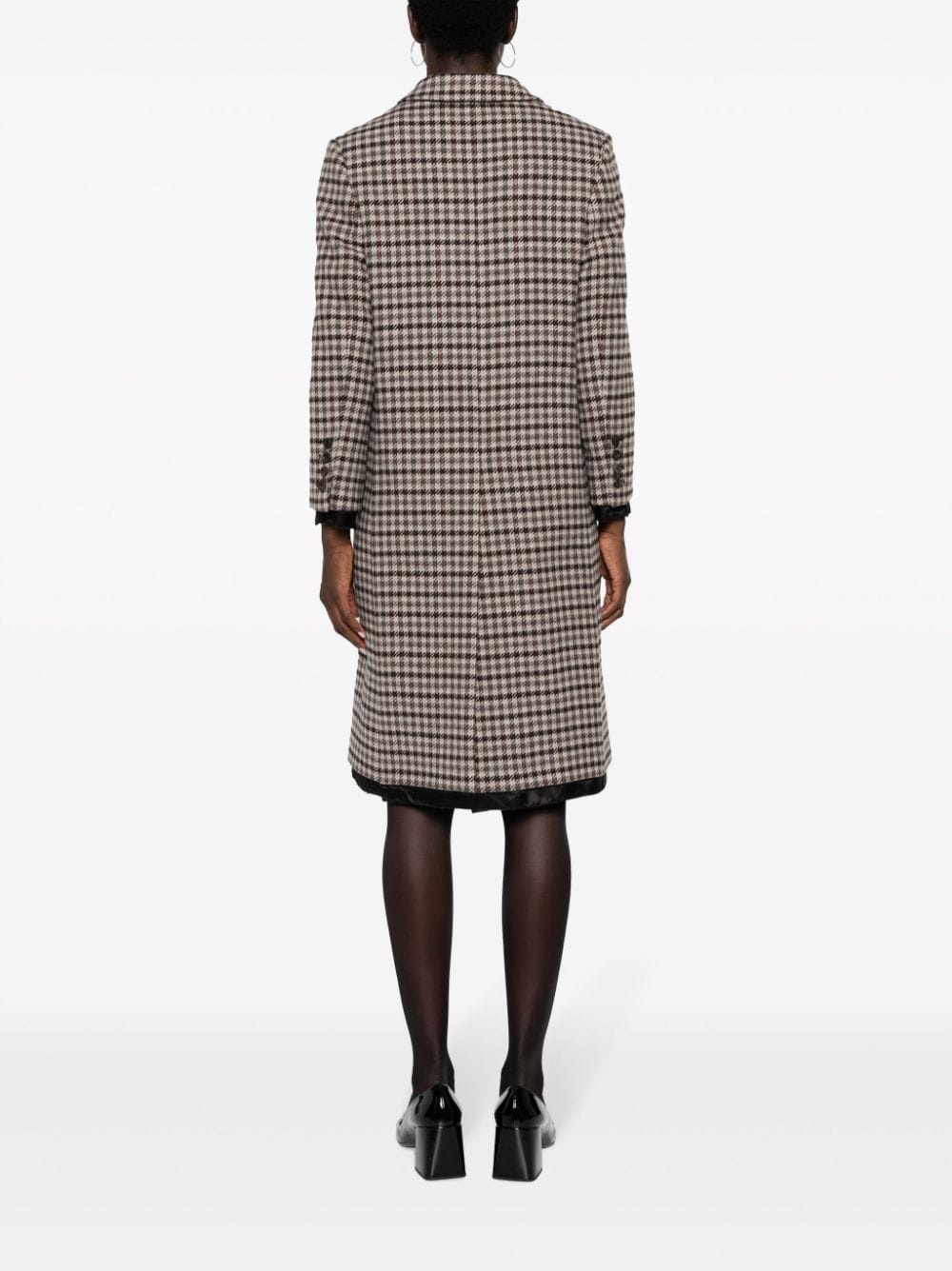 houndstooth-pattern single-breasted coat - 4