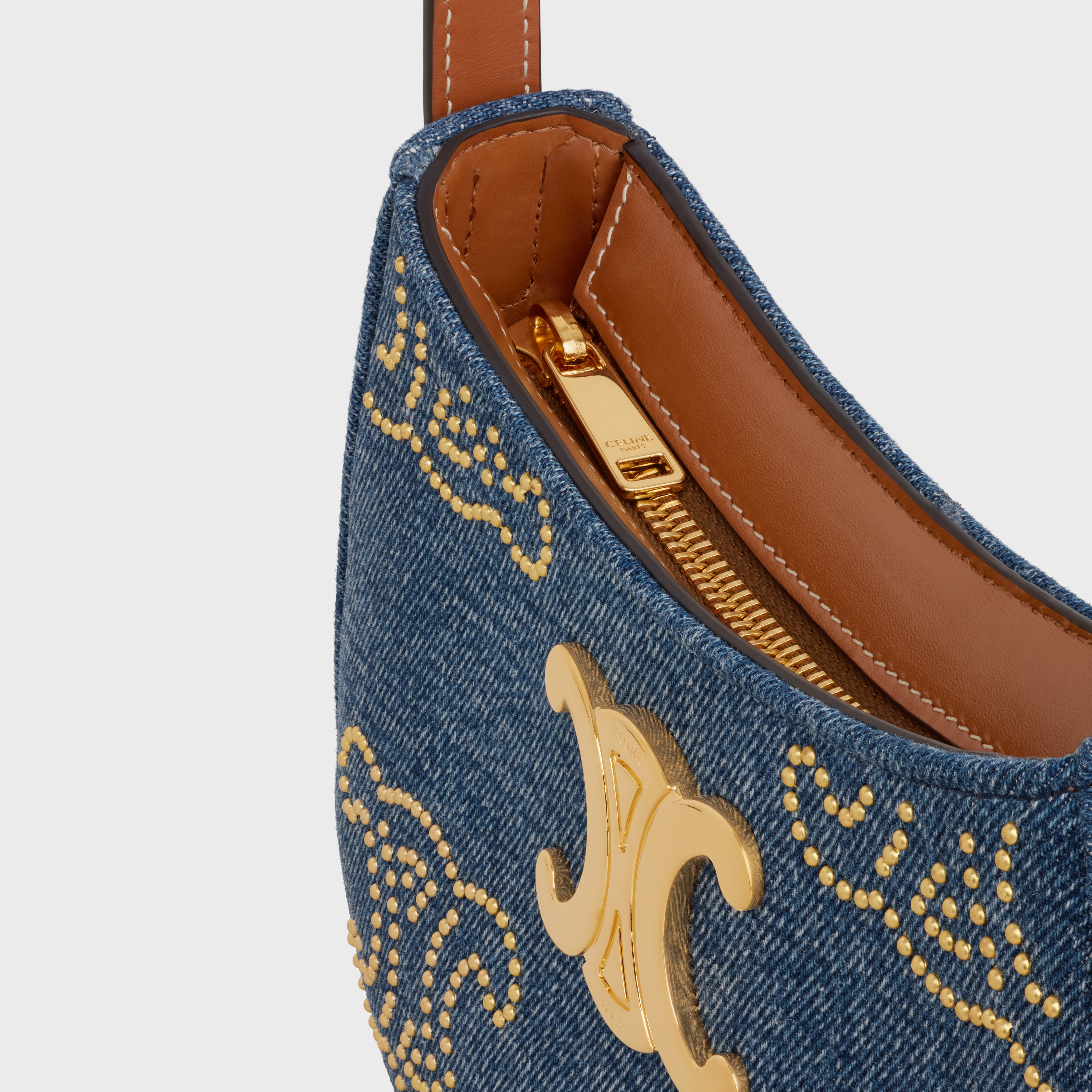 MEDIUM TILLY BAG in DENIM WITH TRIOMPHE STUDS AND CALFSKIN - 4