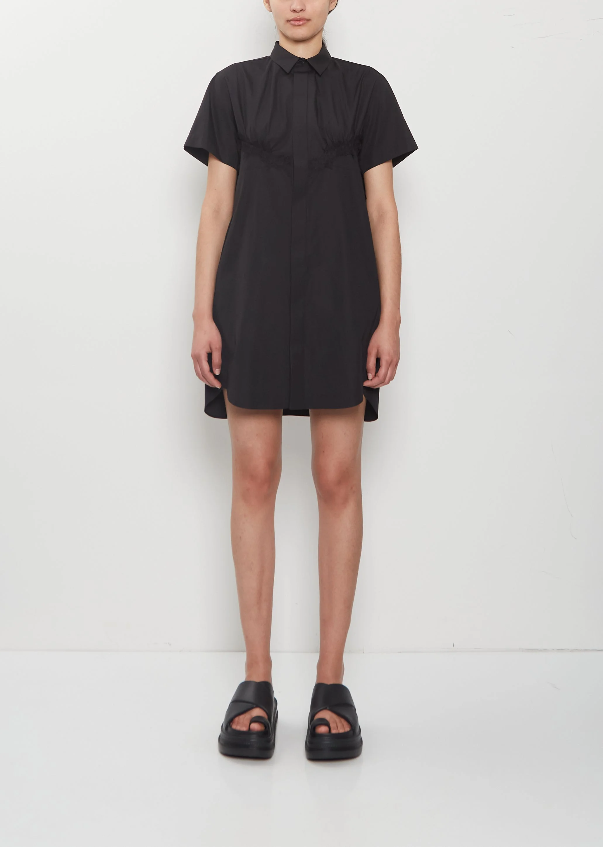 Lace Detail Poplin Dress - 1