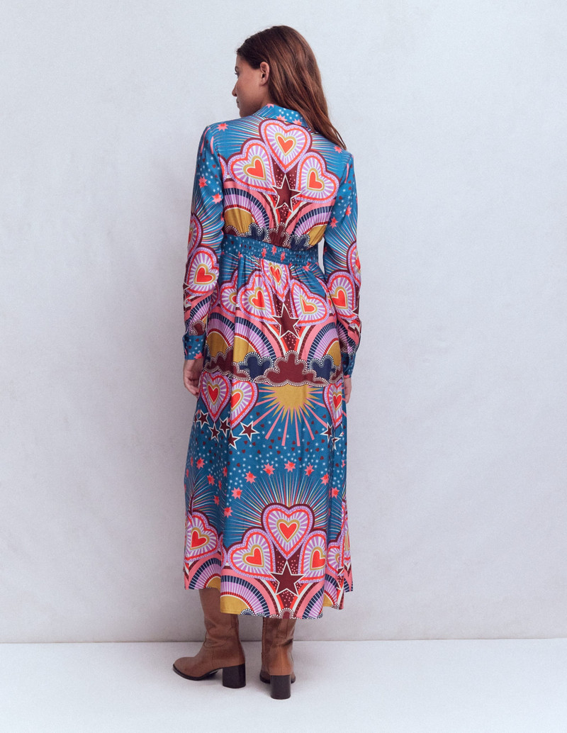 Empire Hotched Shirt Dress-Multi, Starburst Heart 4
