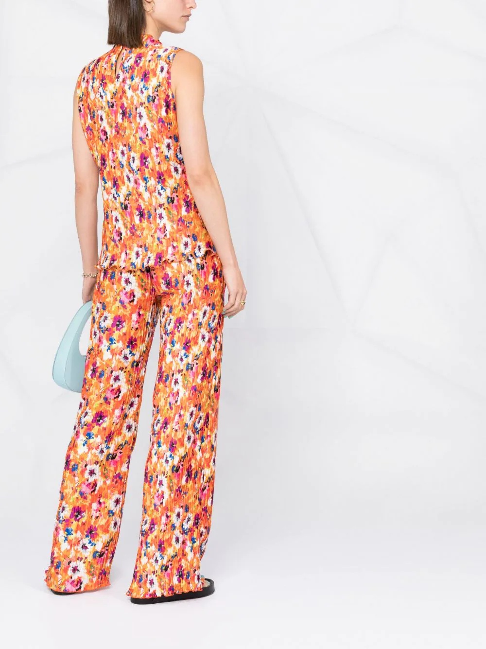 pleated floral-print trousers - 6