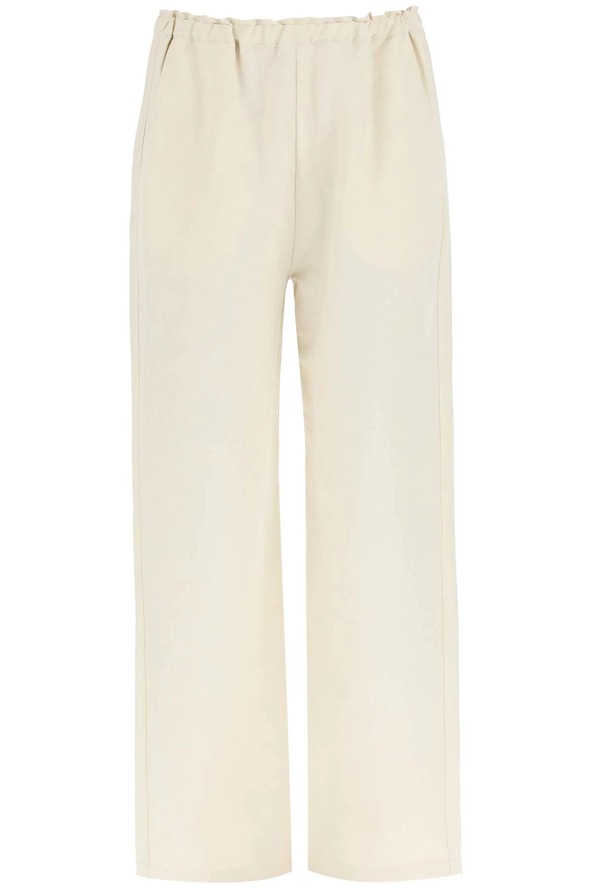 LINEN BLEND SLACK TROUSERS - 1