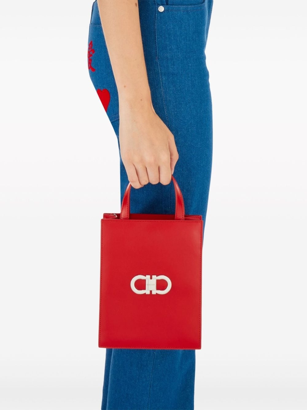 small Double Gancini leather tote bag - 3