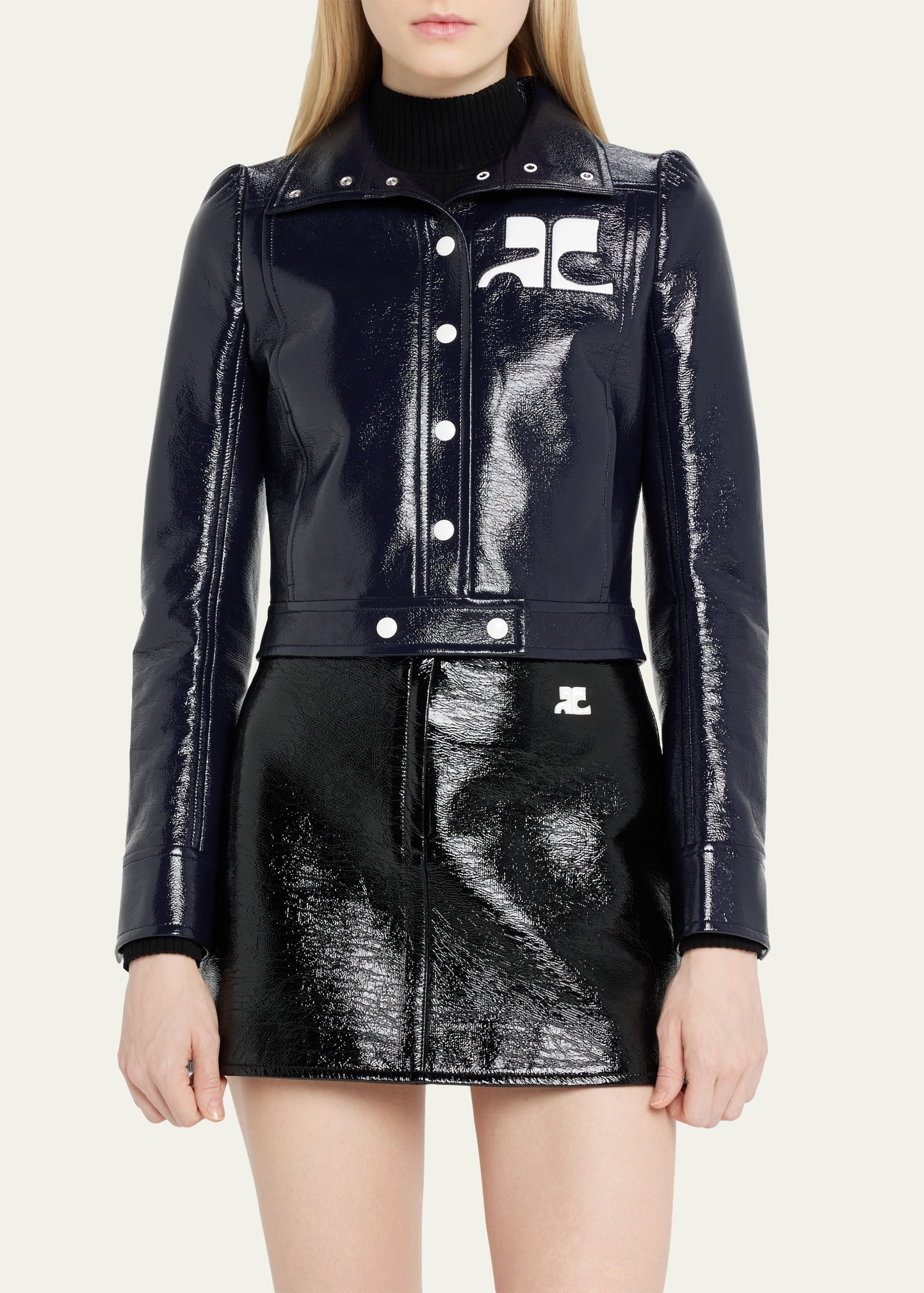 Textured Vinyl Crop Jacket - 4