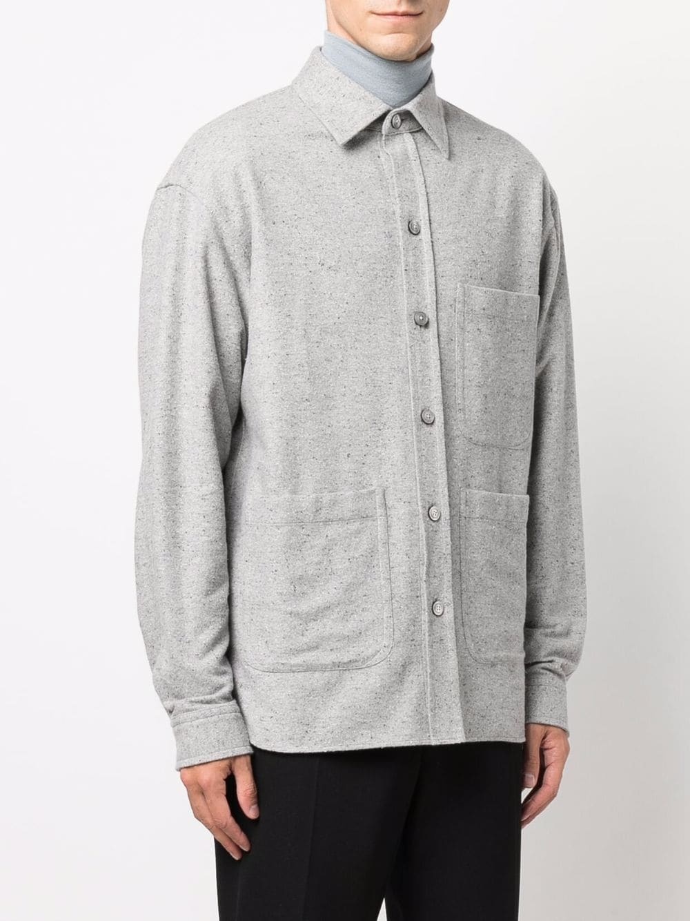 textured buttoned-up shirt - 3