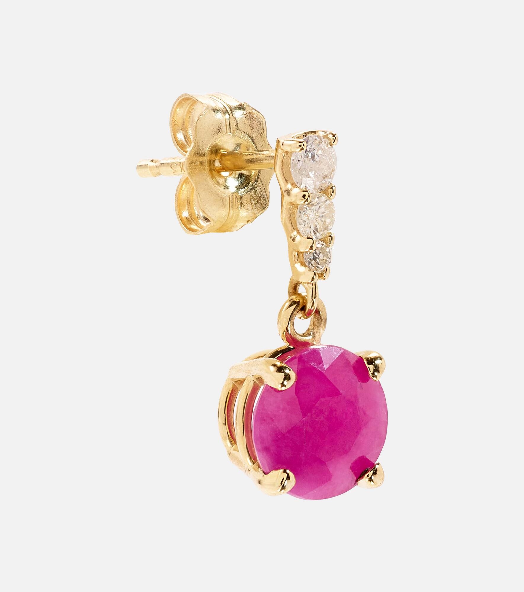 14kt gold earrings with rubies and diamonds - 4