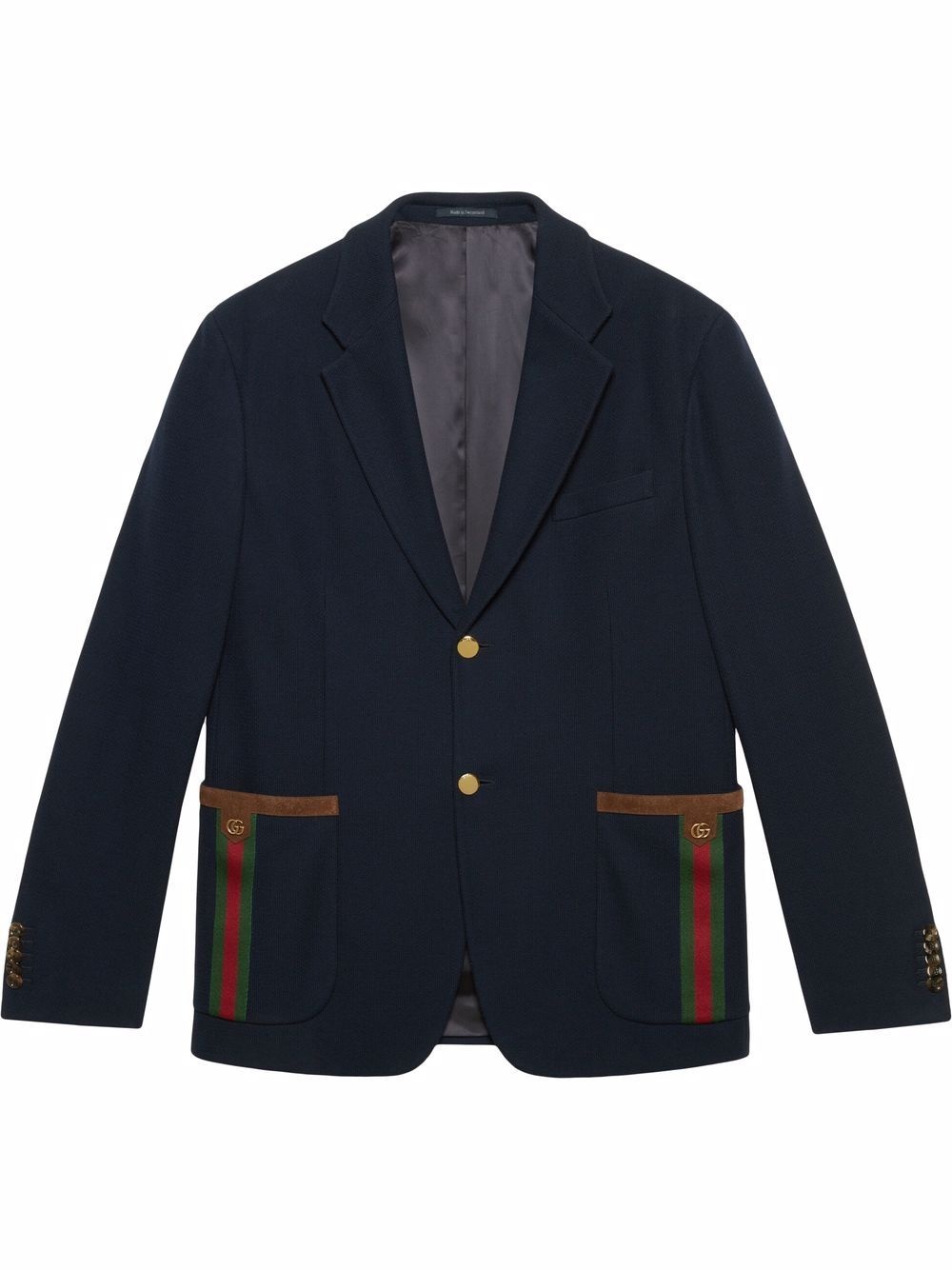 single-breasted Web-trim jacket - 1