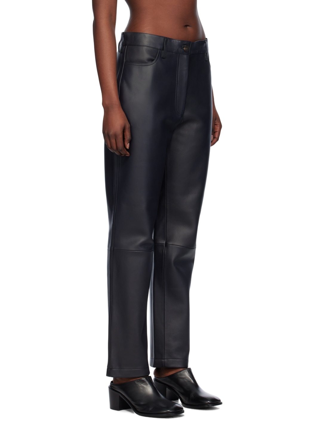 Black Opie Leather Pants - 2