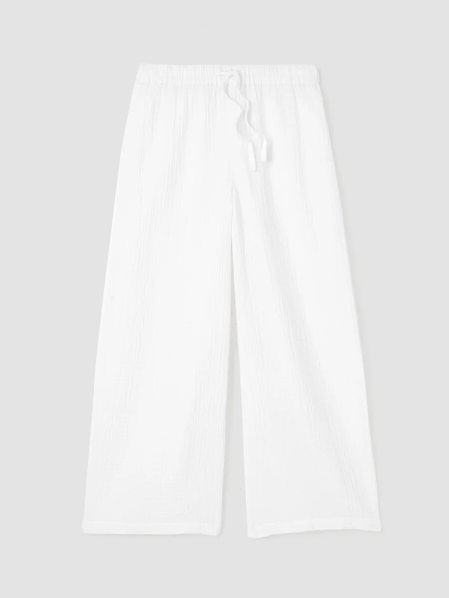 Organic Cotton Lofty Gauze Wide-Leg Pant - 1