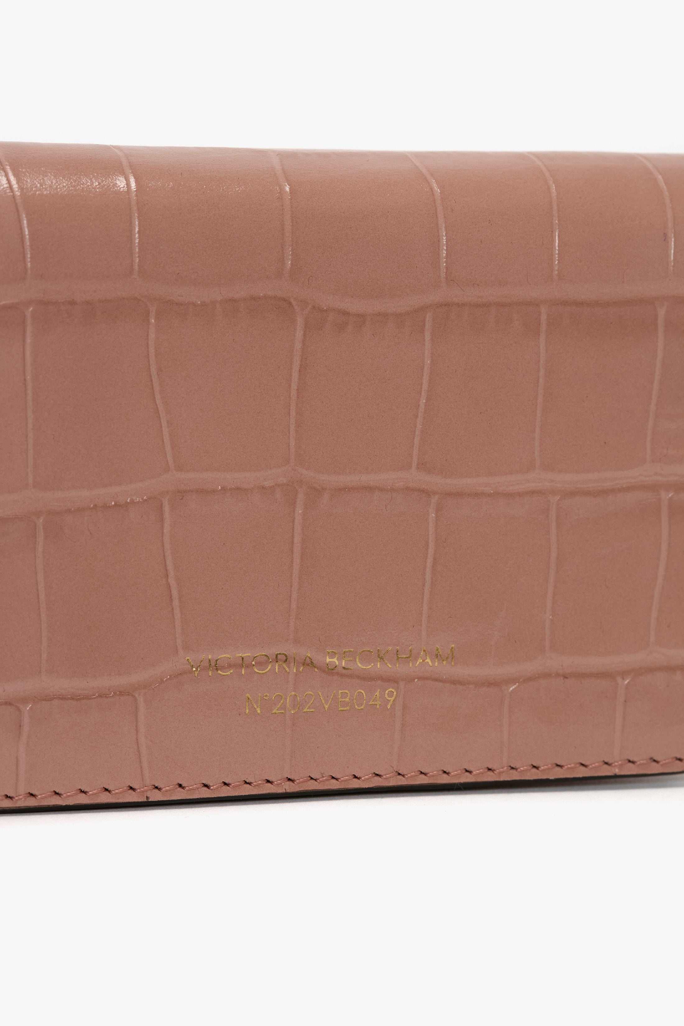 Micro Dorian Bag With Chain Strap In Blush Pink Croc Embossed Leather - 6