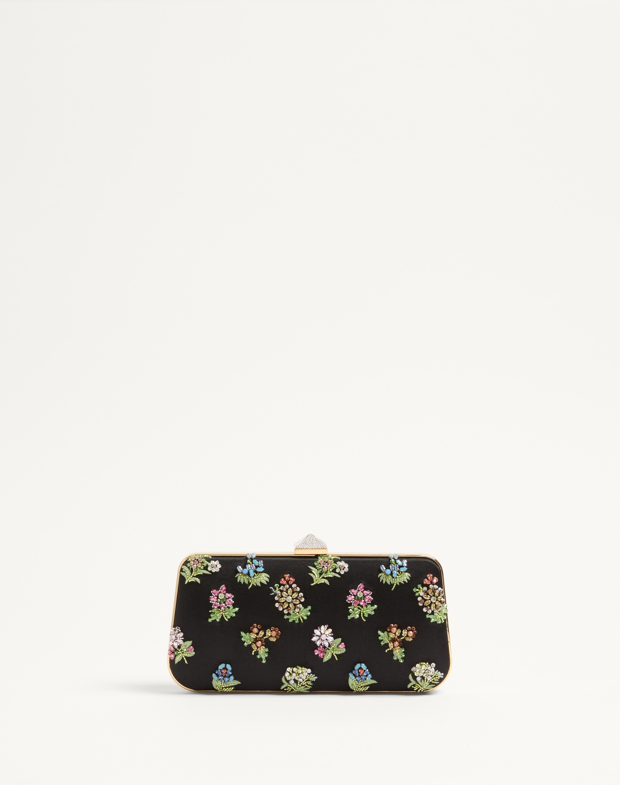 CARRY SECRETS SATIN MINAUDIERE WITH FLORAL EMBROIDERY - 5