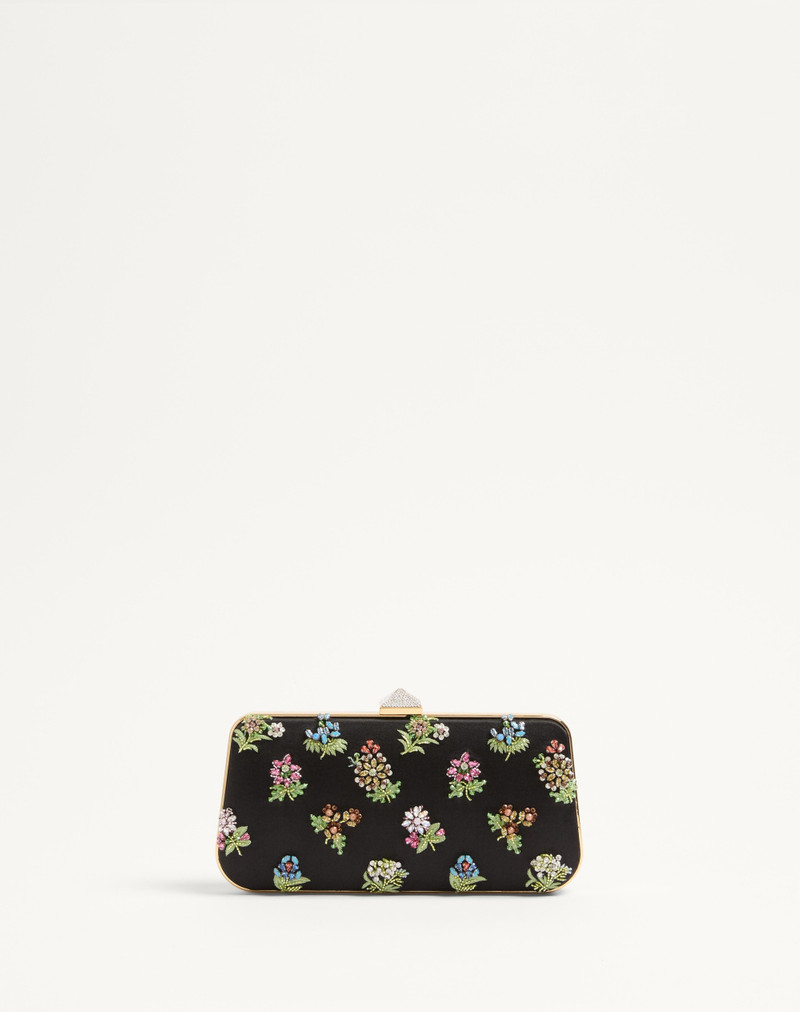 CARRY SECRETS SATIN MINAUDIERE WITH FLORAL EMBROIDERY 5